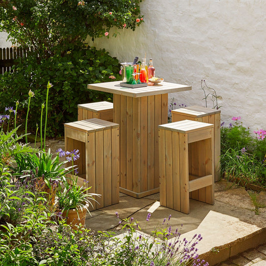 Gartenbar-Set mit Tisch und 4 Sitzplätzen